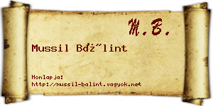 Mussil Bálint névjegykártya